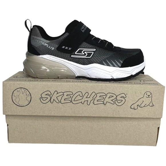 Kids Skechers WIDE Fit Black and White Shoes NEW Kids Size Wide 13 - Picture 2 of 13